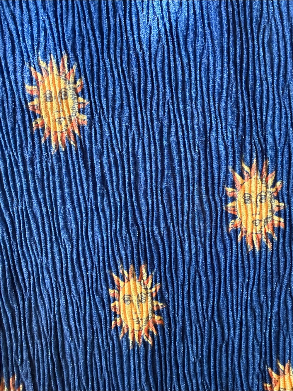 Urban Outfitters Navy Blue Wide-Leg Drawstring Pants with Yellow Sun Motifs - Picture 4 of 4